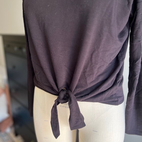 J. Crew Black Tie Front Long Sleeve Tee - Picture 5 of 11